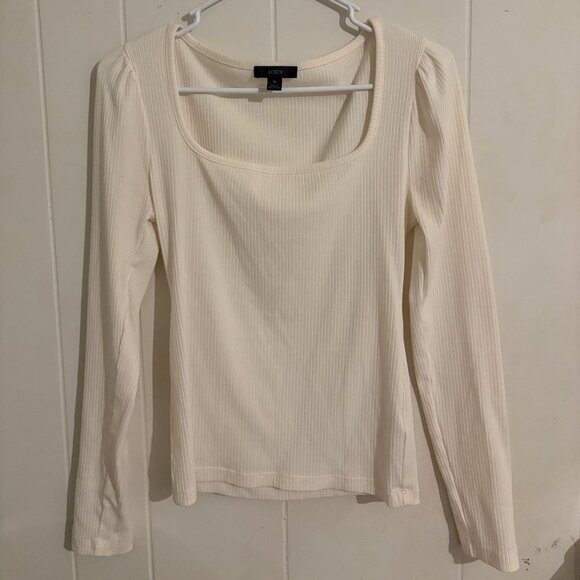 J. Crew White Long Sleeved Ribbed Shirt - Picture 3 of 4